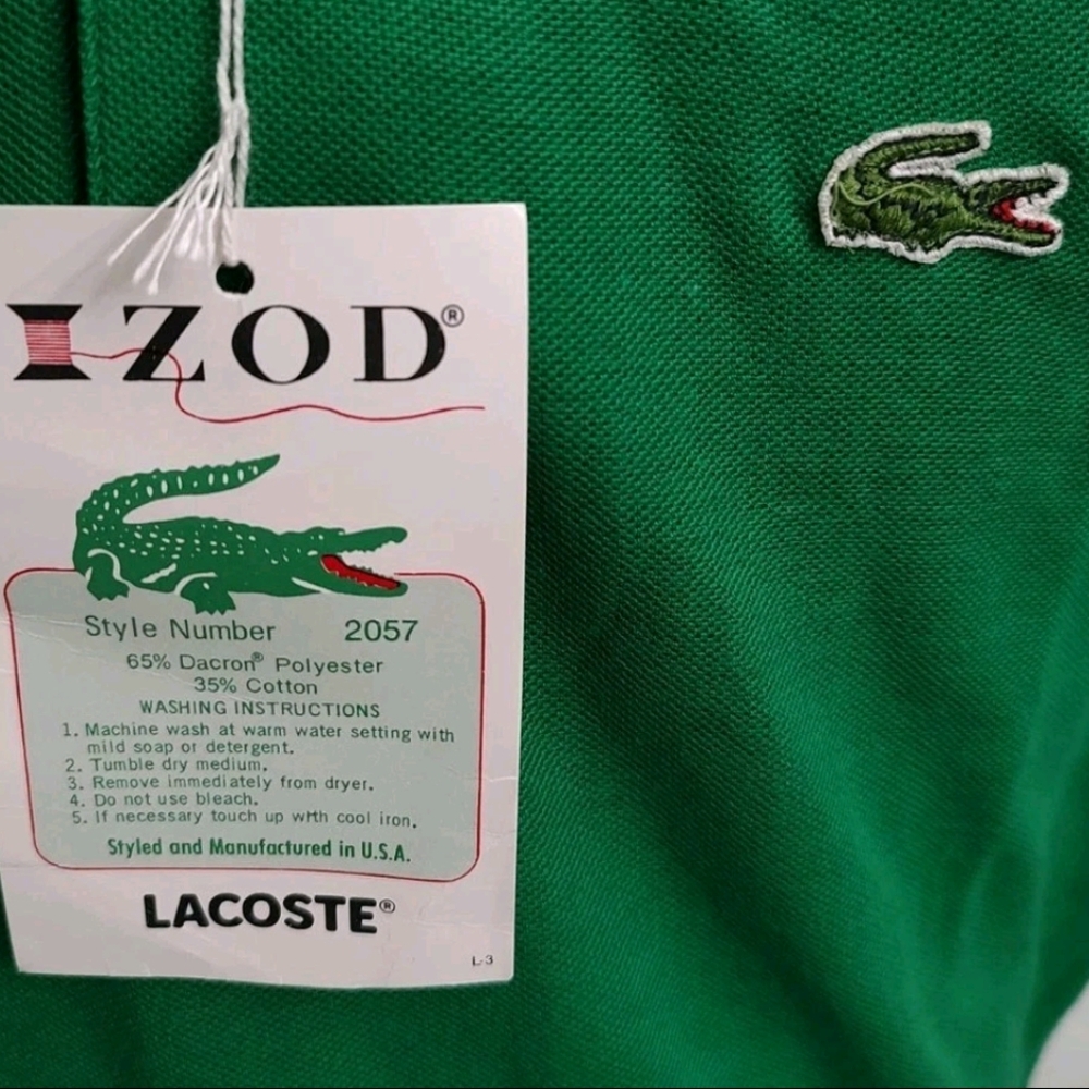 NWT Vintage Deadstock 80-90's Rare Izod Lacoste Crocodile Green Polo Shirt M - Picture 2 of 6